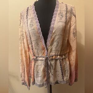 J. Jill Women's Boho Blouse in Cream and Purple